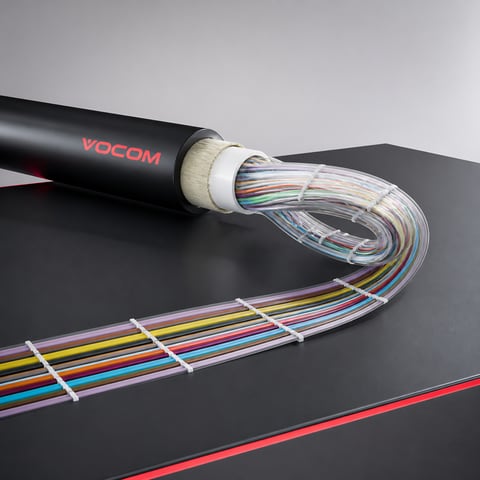 Outside plant rollable ribbon fiber optic cable (illustrative render)