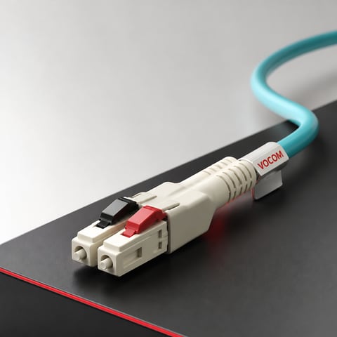 LC uniboot polarity-change fiber patch cord (illustrative render)