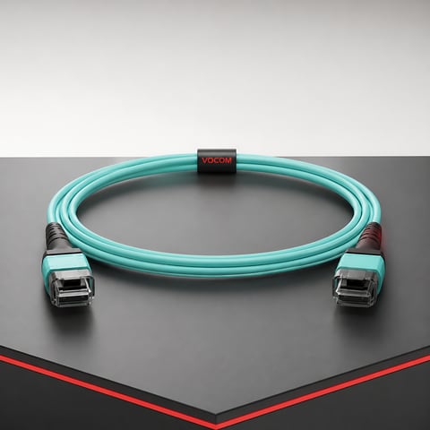 MPO fiber optic patch cord (illustrative render)