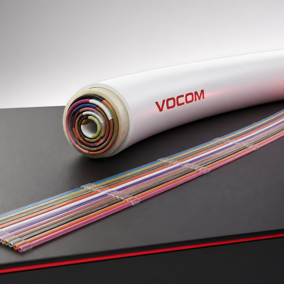 Rollable Ribbon Cable, Indoor (white jacket) (illustrative render)