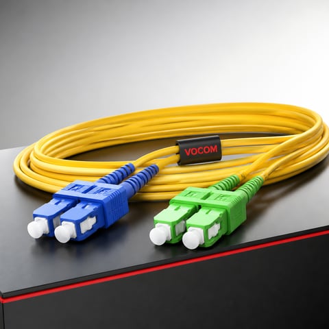 SC fiber optic patch cord, UPC and APC (illustrative render)